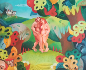 Adam and Eve - painting by Nikolai Rusev