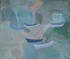 Blue boats - painting by Snejina Popgencheva