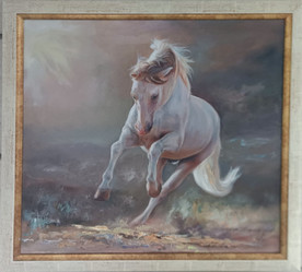 White horse -  painting by Yuriy Kovachev