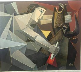 Тезей и Минотавъра - картина на Емануил Попгенчев