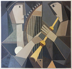 The sounds of the harp - painting by Emanuil Popgenchev