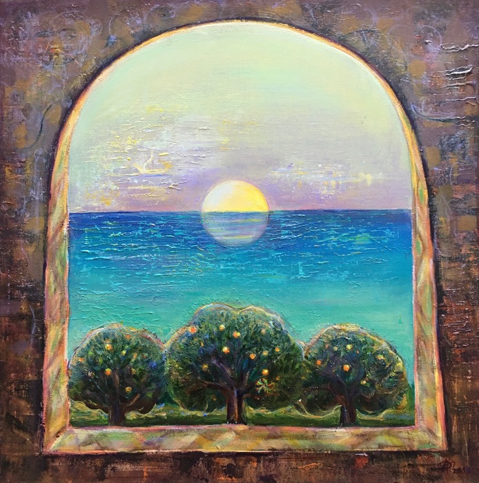 Mediterranean window - painting by Dostena Lavergne