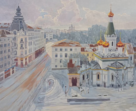 Landscape from Sofia - painting by Georgi Ivanov