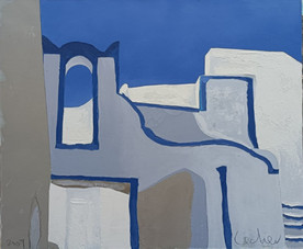 Хармония в бяло и синьо - картина на Георги Лечев
