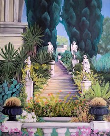 The garden of the Achillion Palace - painting by Ignata Vasileva