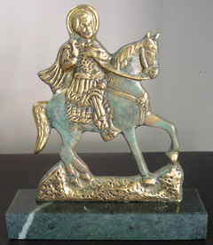 Св. Мина - скулптура бронз