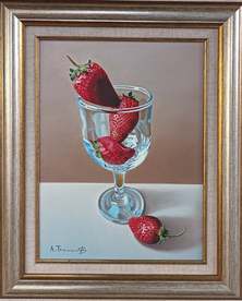 Still life with strawberries -  painting by Alexander Titorenkov