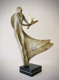 WOMAN WITH BIRDS II - sculpture by Milko Dobrev