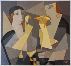 The ladies - painting by Emanuil Popgenchev