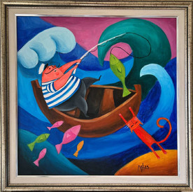 Рибарят - картина на Мария Аврамова