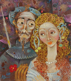 Don Quixote and Dulcinea - painting by Mitko Dimitrov