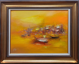 Landscape with boats - painting by Ivaylo Evstatiev