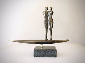 Boat for two - sculpture by Milko Dobrev