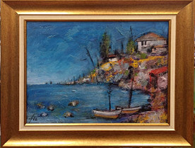 Landscape with boats - painting by Anatoliy Stankulov