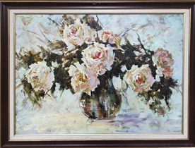 Бели рози - картина на Пеньо Иванов