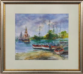 Boats - painting by Krum Kostov