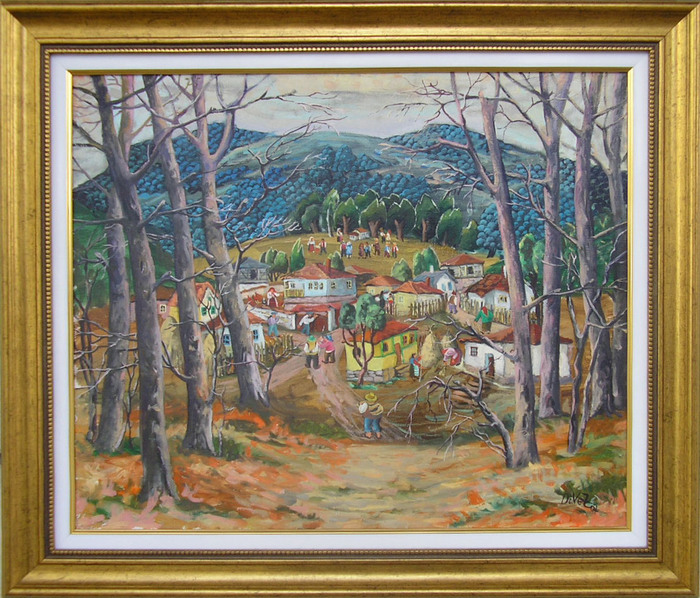 Село в подножието - картина на Димитър Вецин