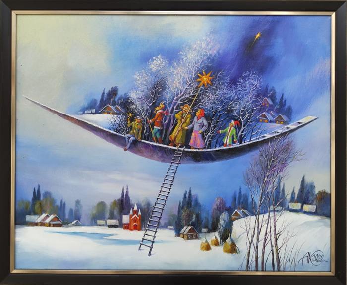 Christmas boat - oil painting by Anatoli Kontsub