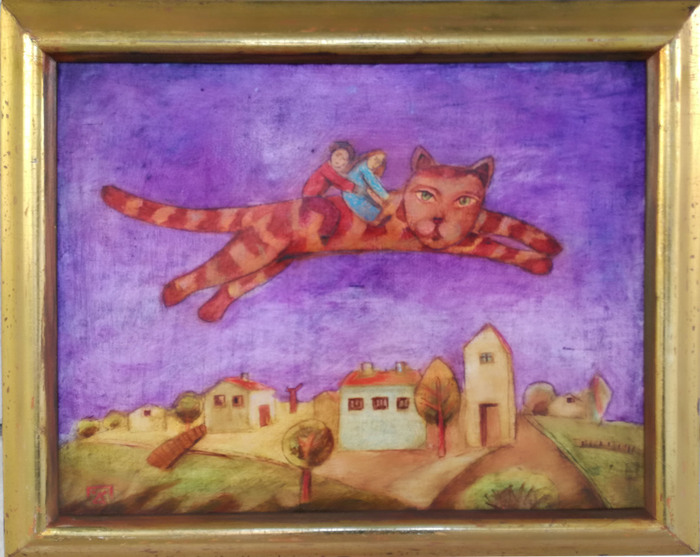 Полетът на котето - картина на Петър Димов