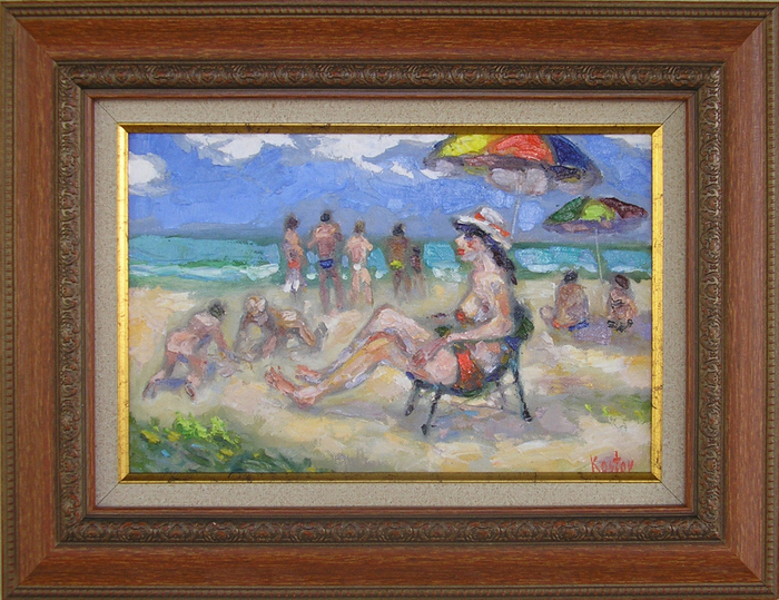 На плаж - картина с маслени бои от Крум Костов