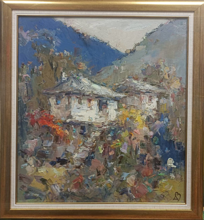 Къщи край Пчелина - картина на Димитър Василев